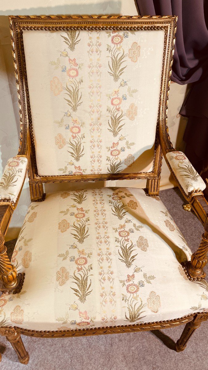 Paire De Fauteuils Louis XVI , Epoque XXe -photo-4