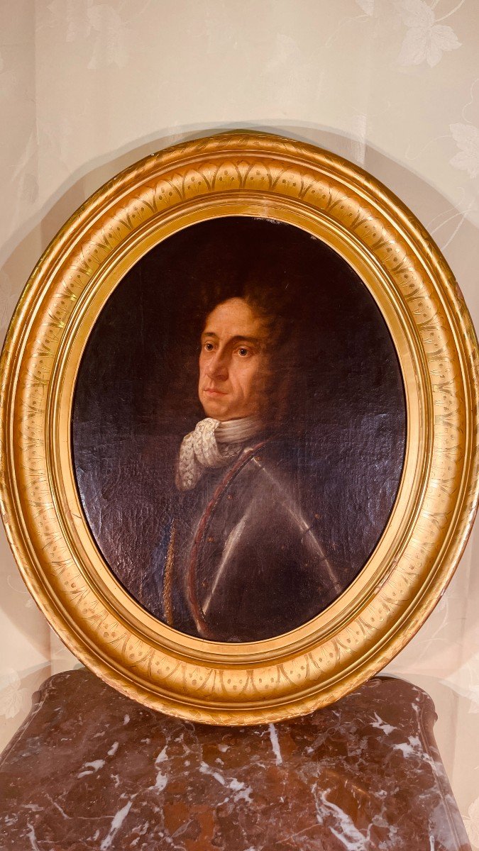 Oil On Canvas: Man In Armor, Eighteenth Century-photo-1