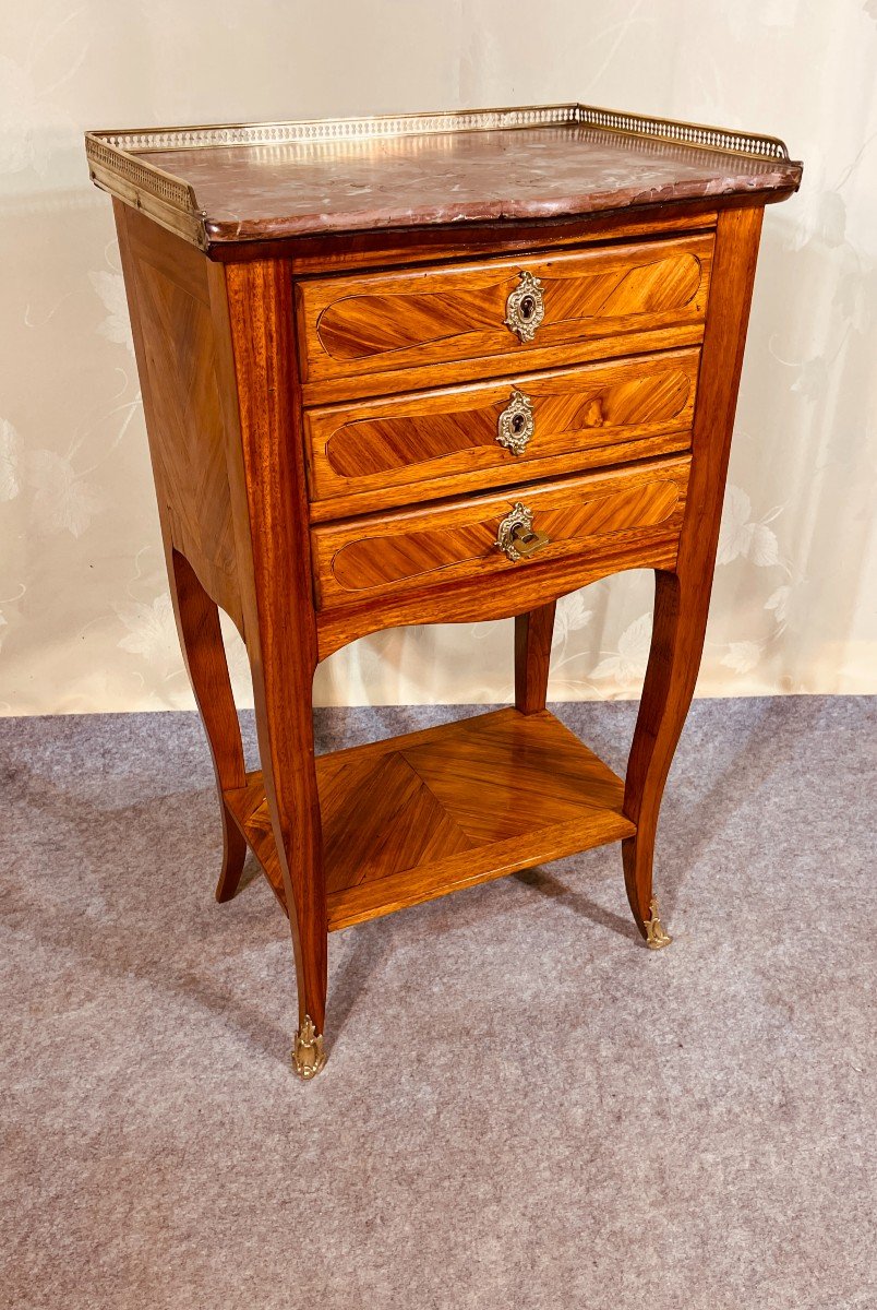 Louis XV Chiffonniere In Marquetry, Nineteenth Time-photo-2