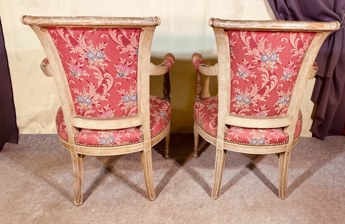 Pair Of Directoire Style Armchairs, Late Nineteenth Time-photo-3