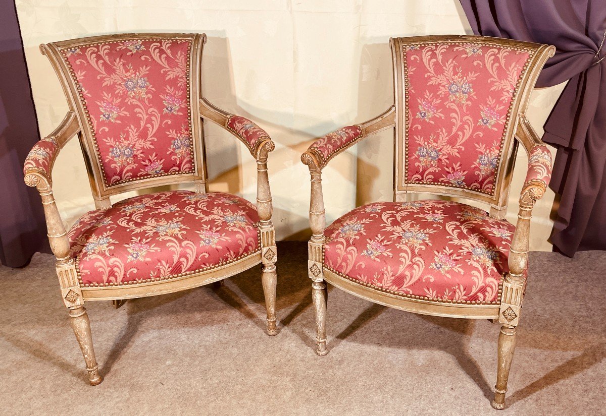 Pair Of Directoire Style Armchairs, Late Nineteenth Time-photo-6