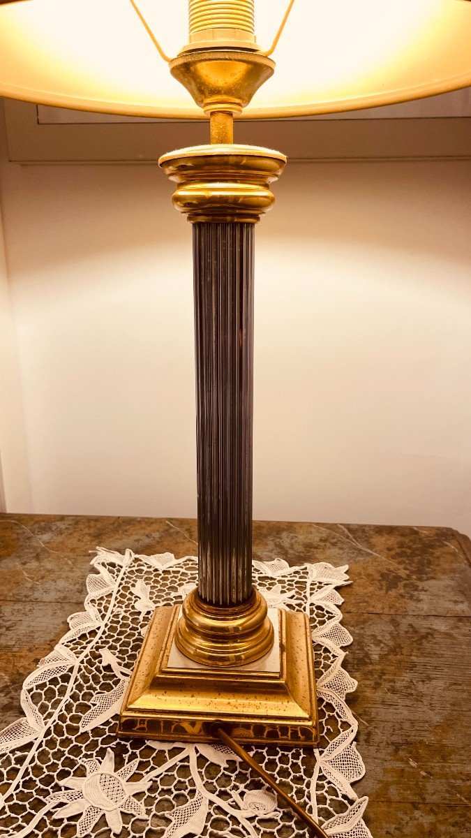 Lampe En Métal Doré et Argenté , de Style Corinthien , Epoque XXe -photo-4
