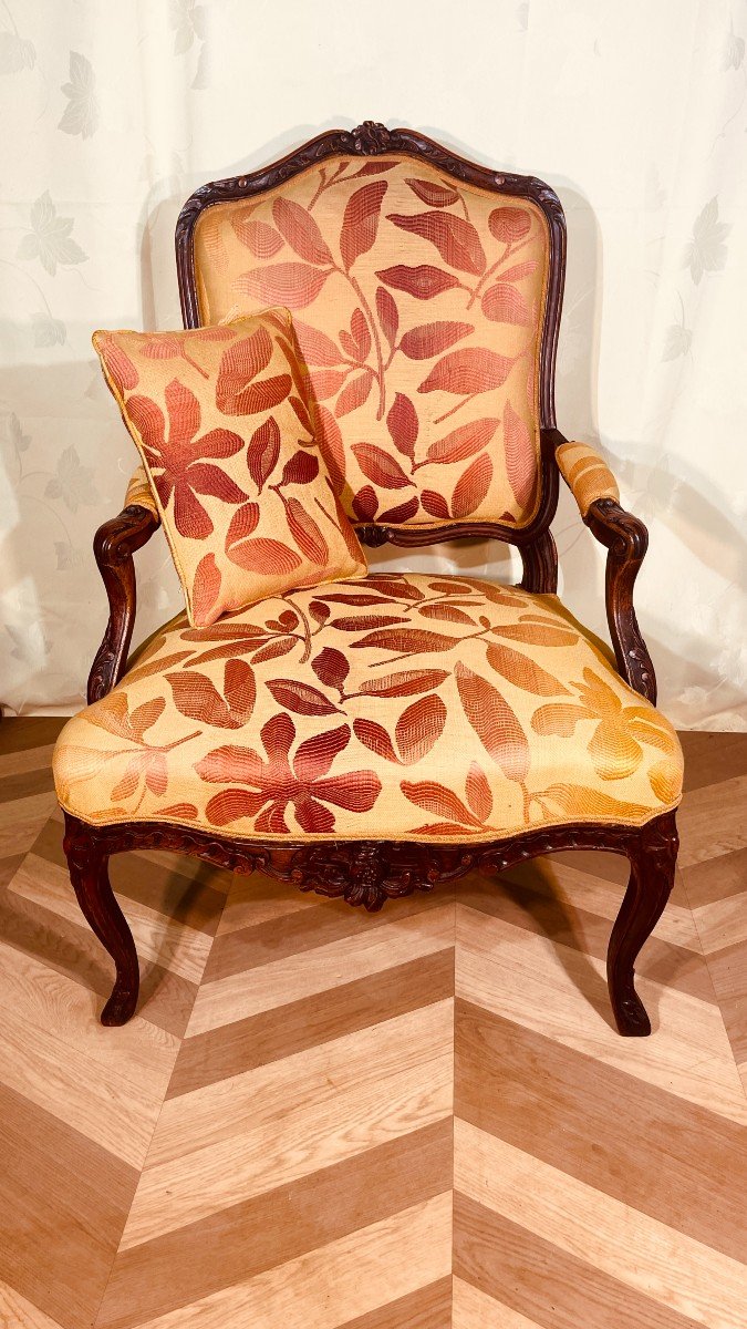 Large Fauteuil Dossier Plat , Epoque XVIIIe Siècle -photo-6