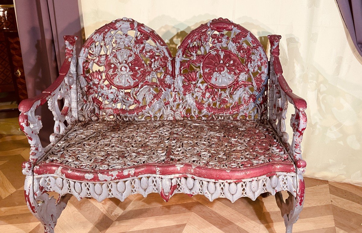 Cast Iron Garden Bench, Victorian Style -photo-3