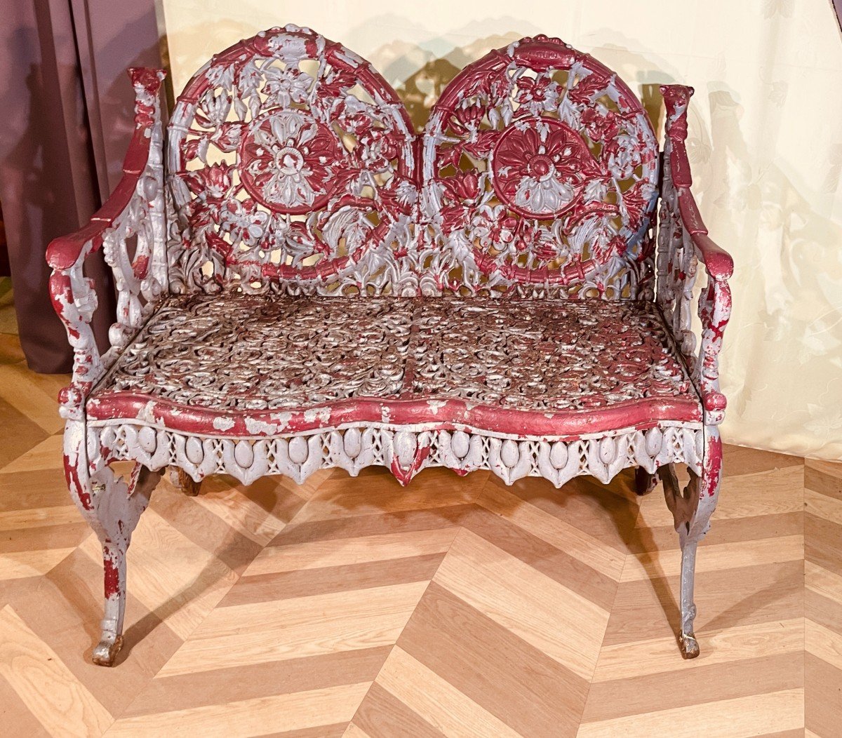Cast Iron Garden Bench, Victorian Style -photo-1