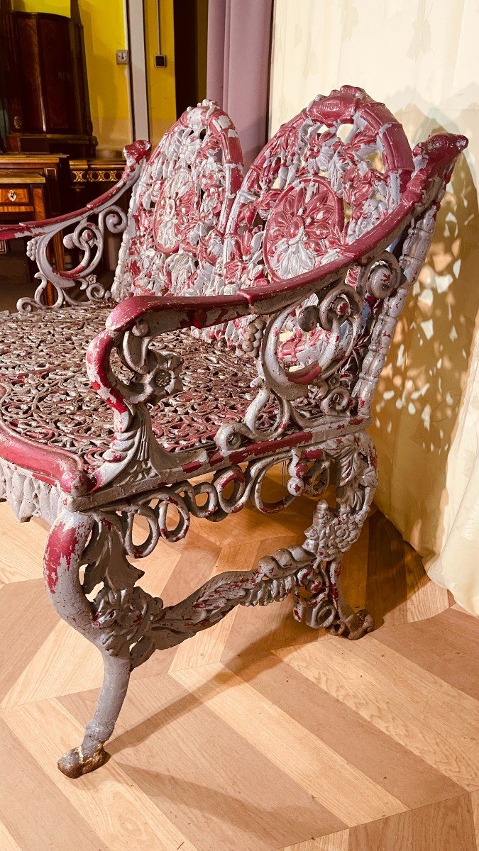 Cast Iron Garden Bench, Victorian Style -photo-2