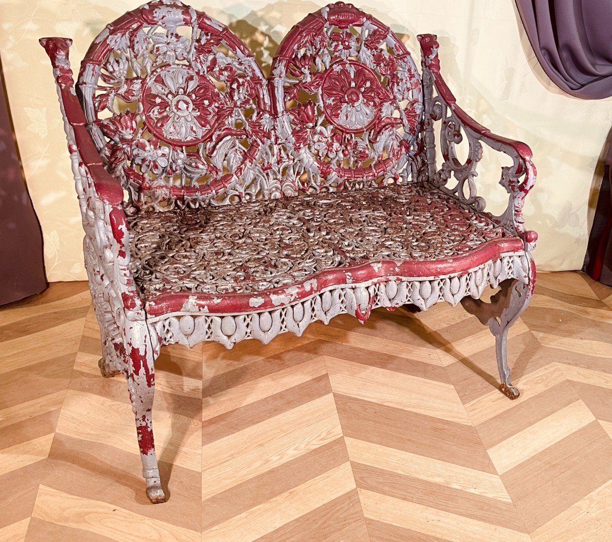 Cast Iron Garden Bench, Victorian Style 