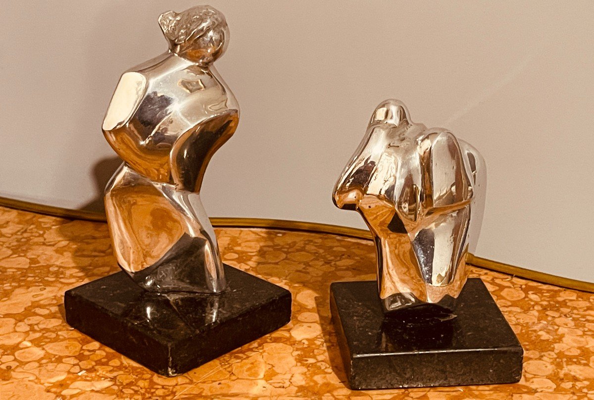 2 Statues en Aluminium , De Roberio BAHIA  , Datées 2003 