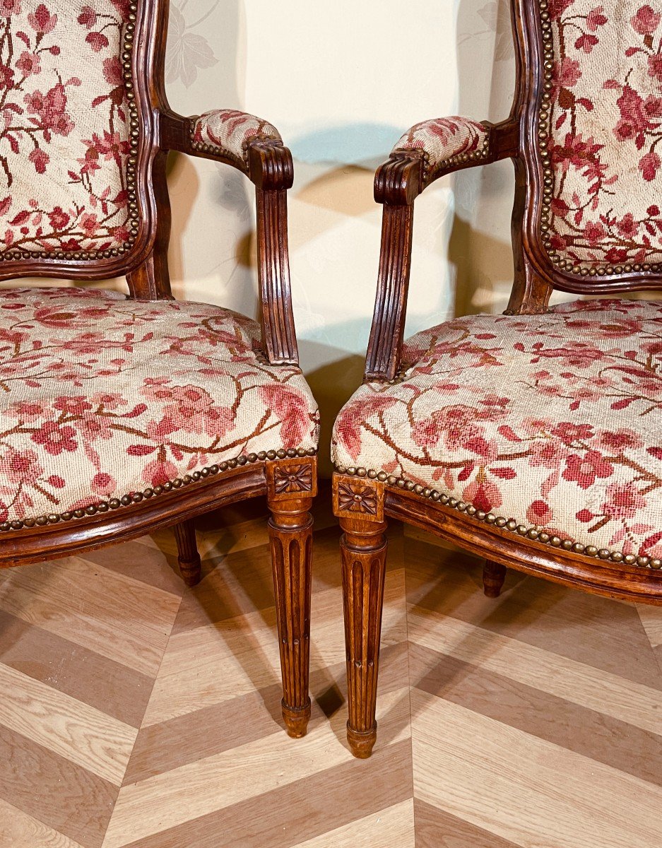 Pair Of Transitional Period Armchairs, 18th -photo-2