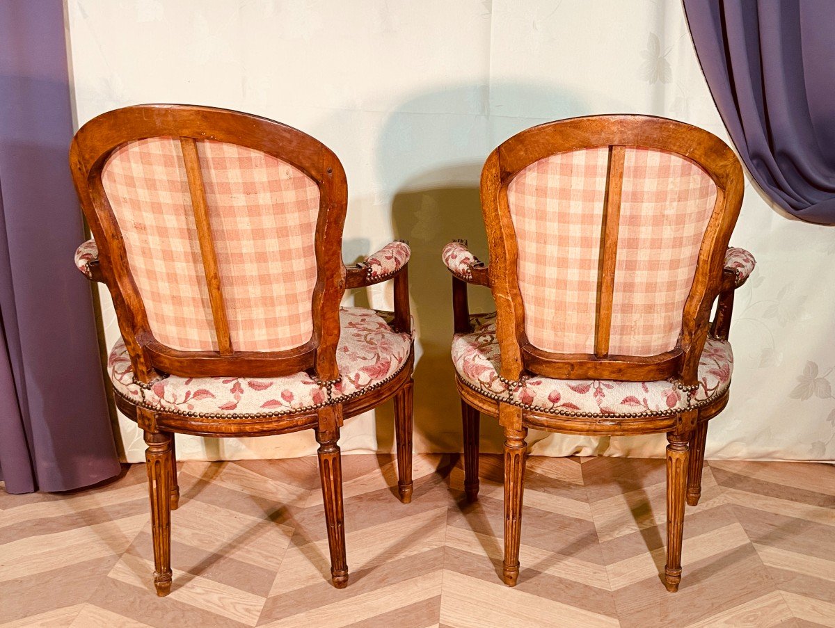 Pair Of Transitional Period Armchairs, 18th -photo-4