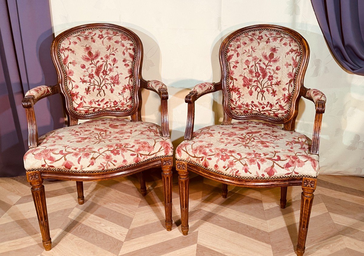 Pair Of Transitional Period Armchairs, 18th 