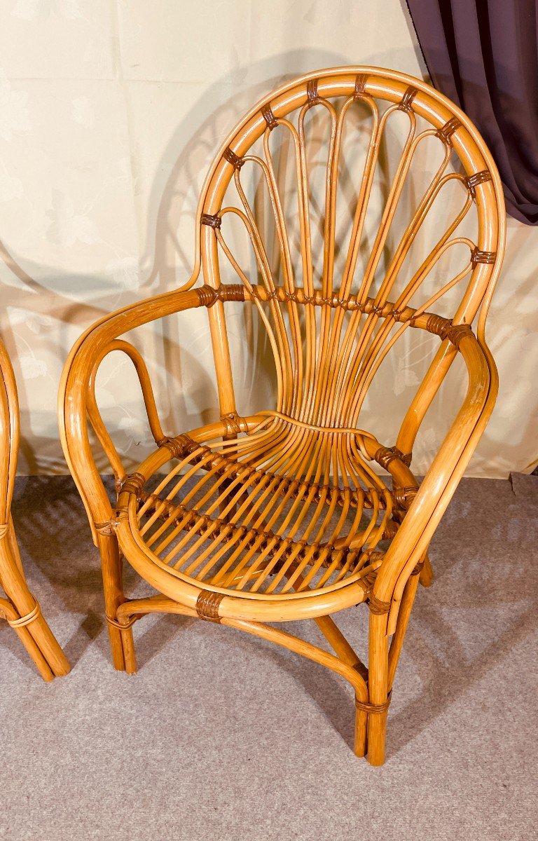 Deux Fauteuils en Rotin ( Année 60-70 ) pour Madame et pour Monsieur -photo-3