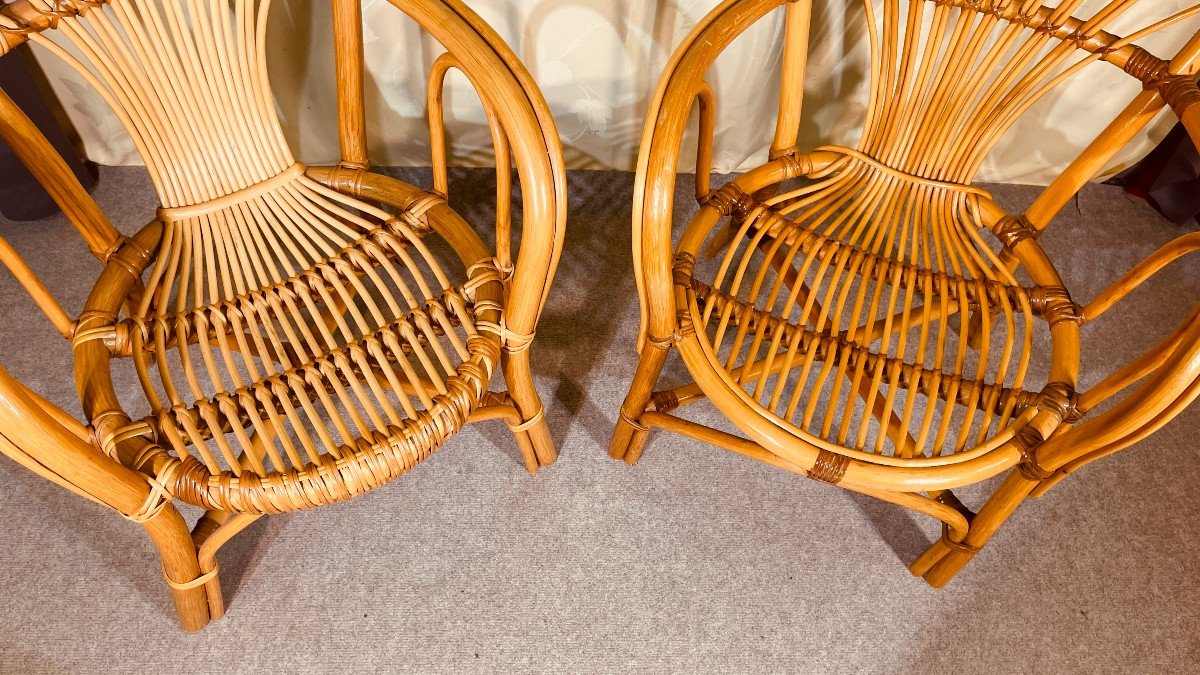 Pair Of Rattan Armchairs (year 60-70) -photo-4