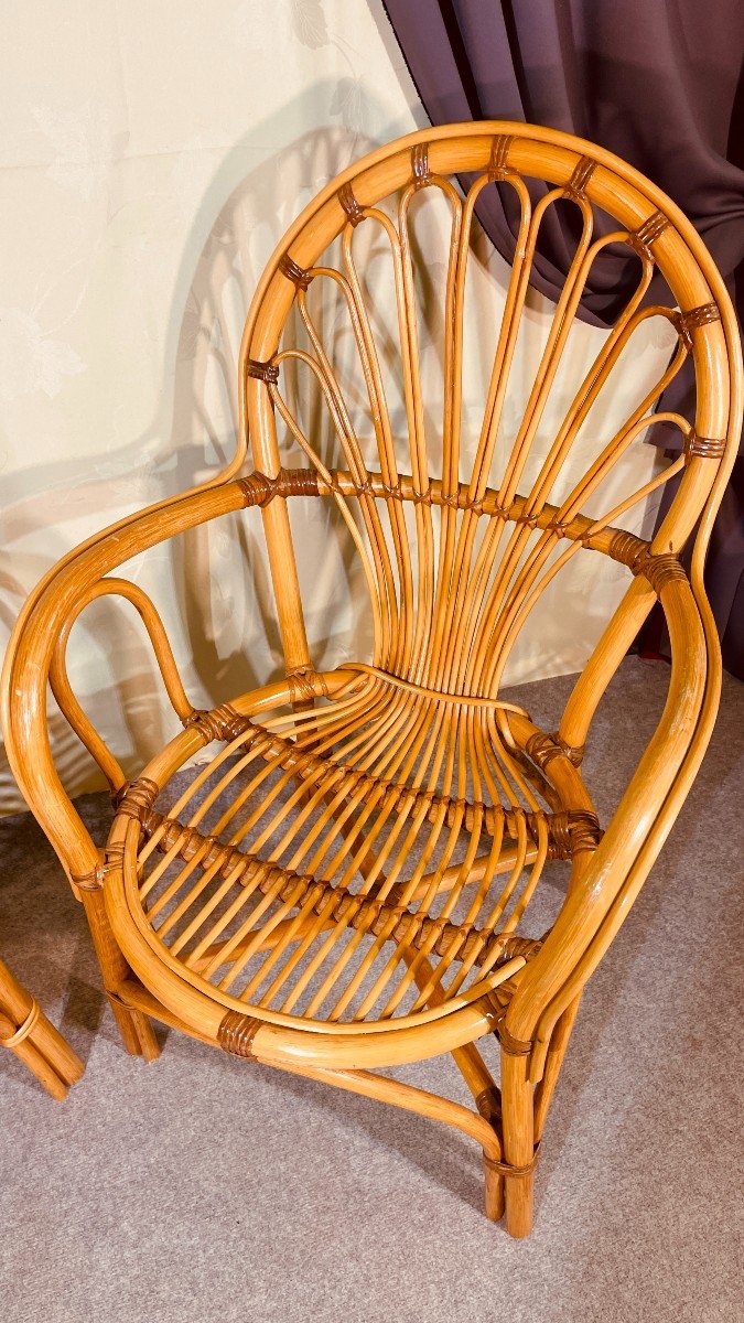 Deux Fauteuils en Rotin ( Année 60-70 ) pour Madame et pour Monsieur -photo-5