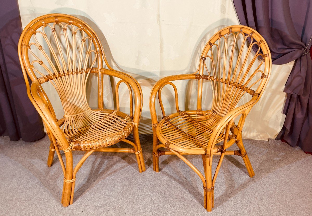 Pair Of Rattan Armchairs (year 60-70) -photo-6