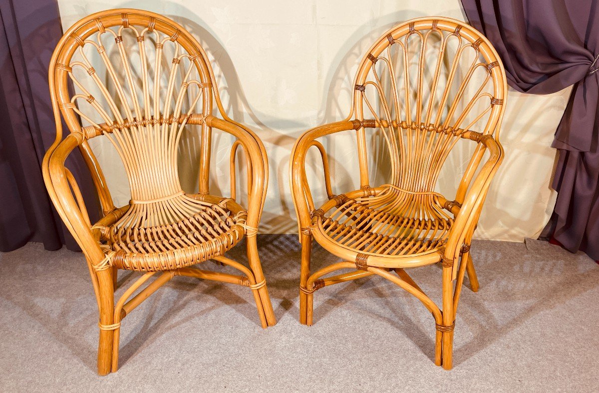 Pair Of Rattan Armchairs (year 60-70) 