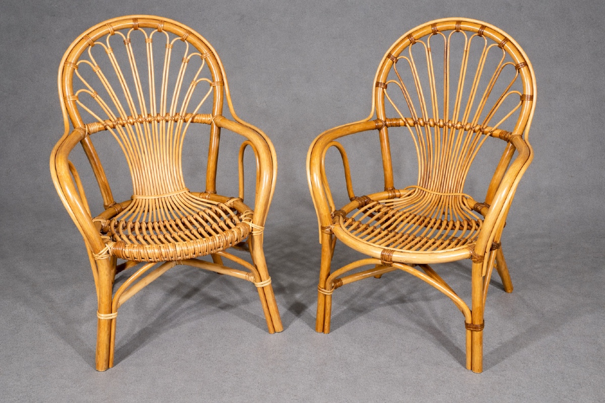 Deux Fauteuils en Rotin ( Année 60-70 ) pour Madame et pour Monsieur 