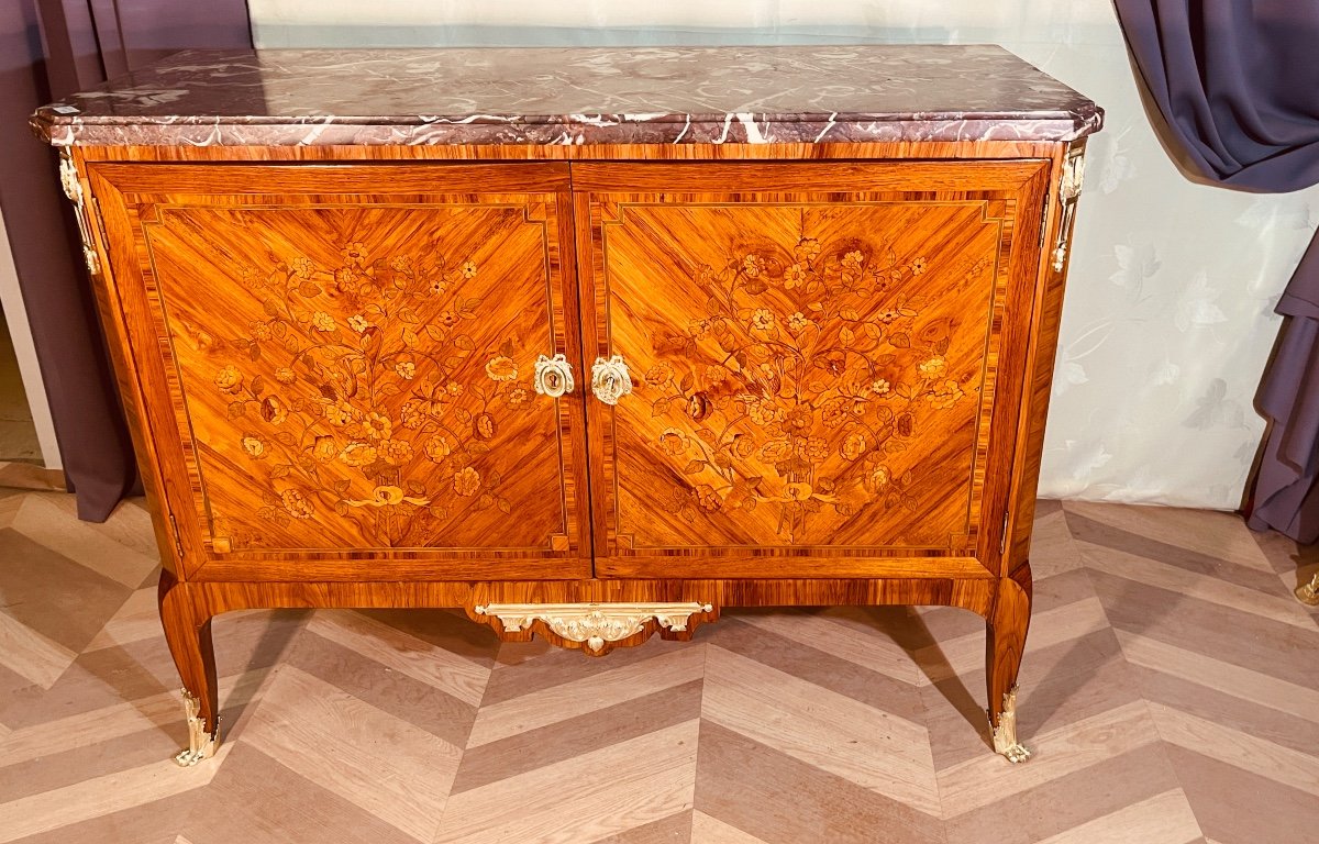 Louis XVI Chest Of Doors, In Marquetry, Early 19th Century 