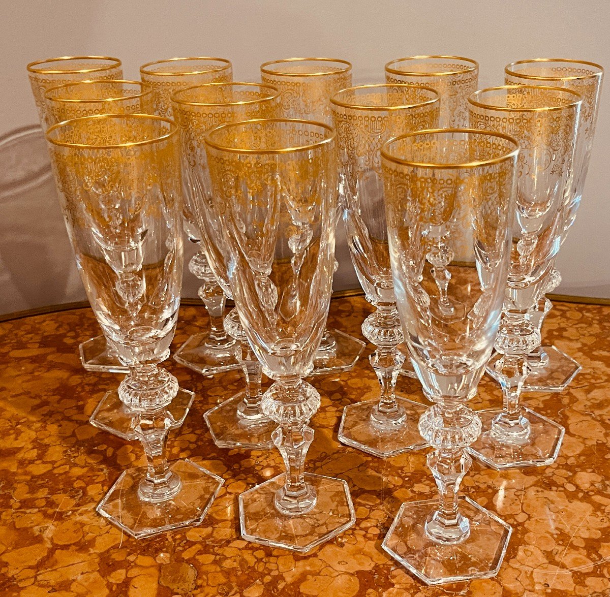 Service De 35 Verres en Cristal Doré -photo-7