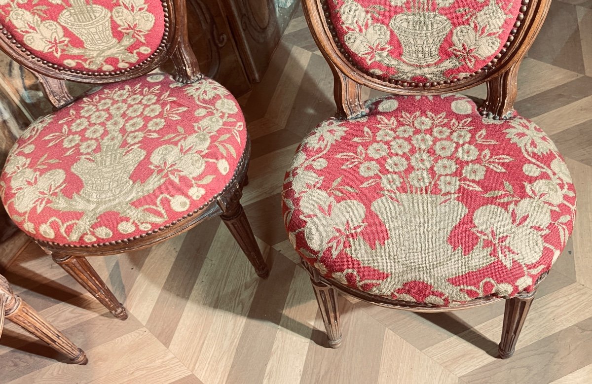 4 Chairs Stamped J. Nadal. Laine, Louis 16 -photo-3