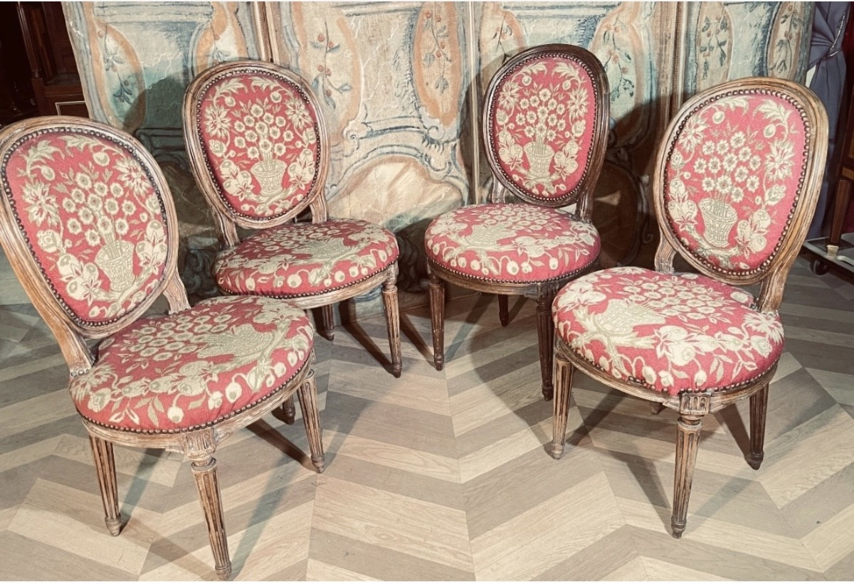 4 Chaises Estampillées J. NADAL. LAINE ,  Époque 18eme -photo-8