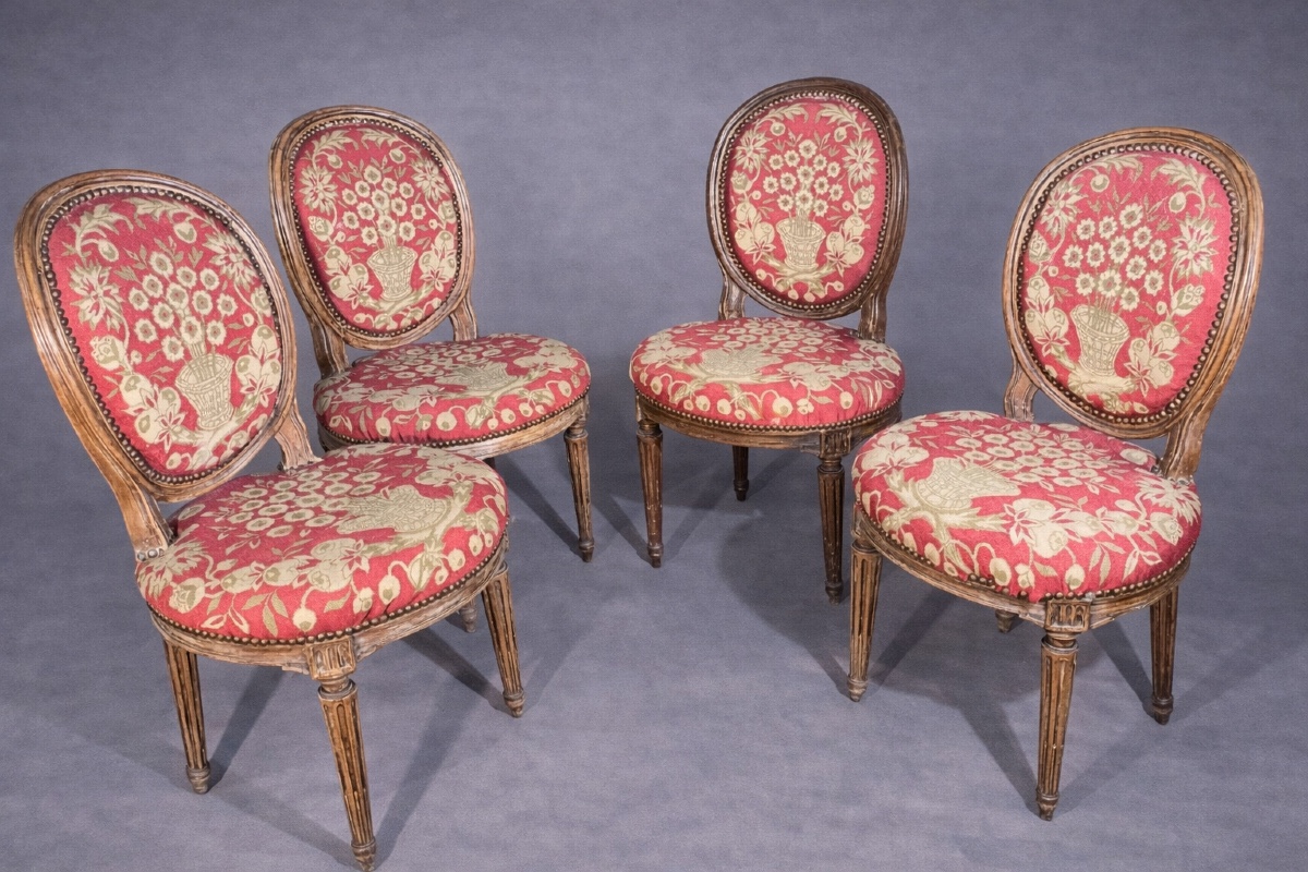 4 Chaises Estampillées J. NADAL. LAINE ,  Époque 18eme 