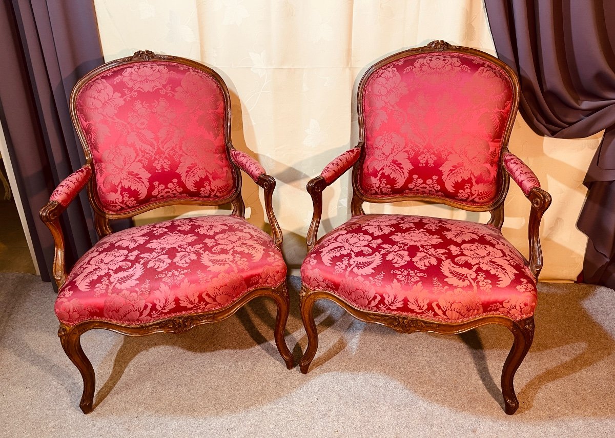 Pair Of Louis XV Armchairs, Stamped G. Jacob 
