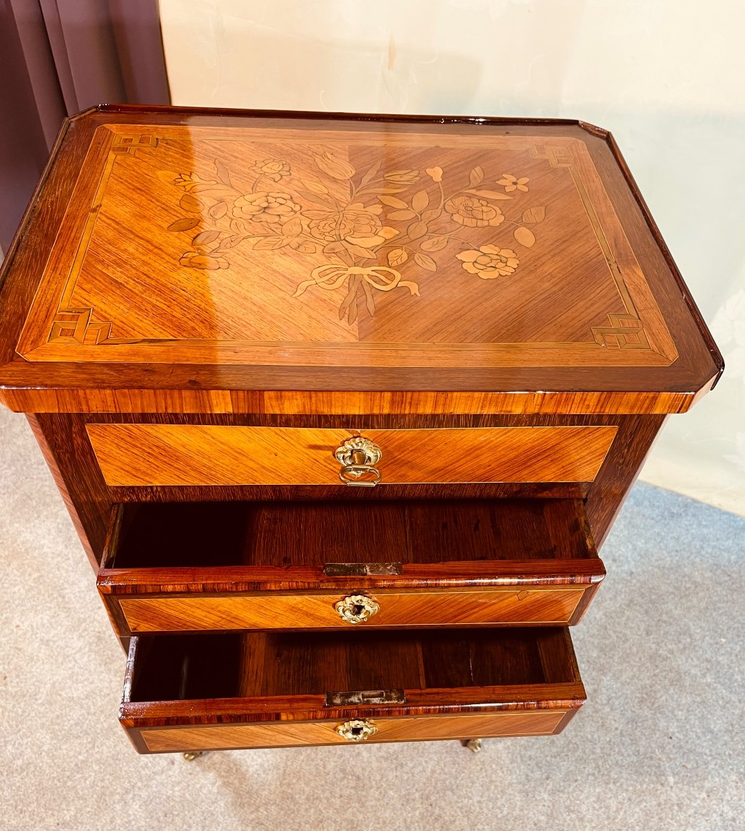 Louis XV Chiffonnier, Stamped Reizell, 18th Century -photo-3