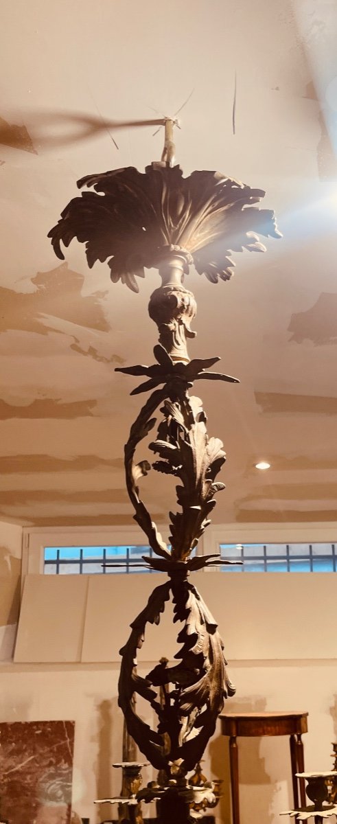 36-light Bronze Castle Chandelier, 19th Century -photo-4
