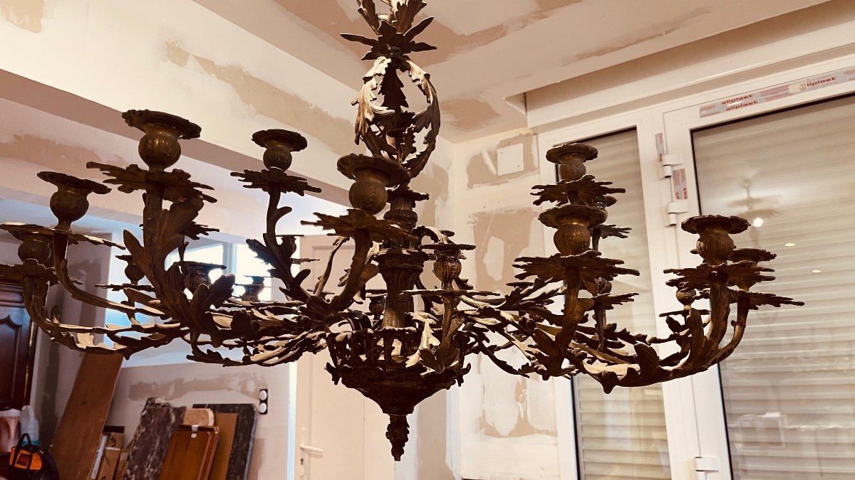 36-light Bronze Castle Chandelier, 19th Century -photo-6