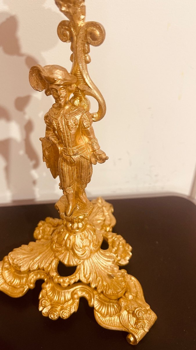 Pair Of Bronze Candlesticks, 19th Century -photo-2
