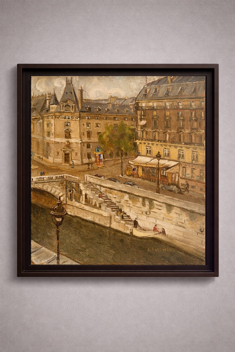 Painting View Of Paris, Quai De Seine, 20th Century 