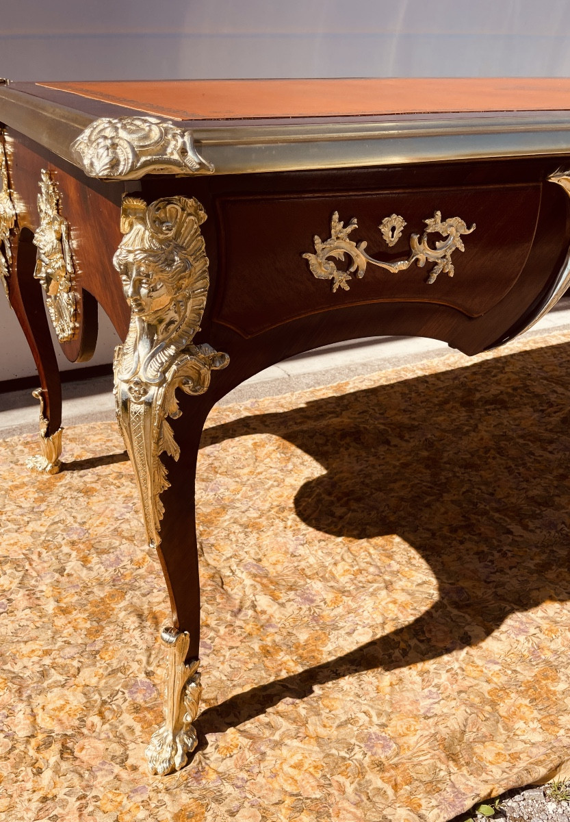 Bureau Plat Aux Espagnolettes : Longueur 2,03 M , Epoque Fin XIXe -photo-3