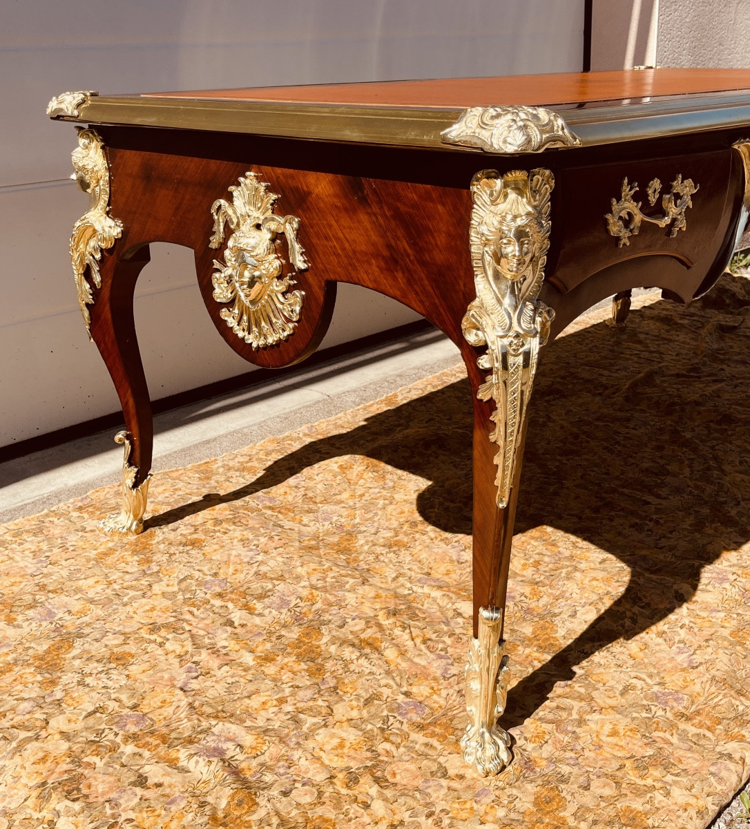 Bureau Plat Aux Espagnolettes : Longueur 2,03 M , Epoque Fin XIXe -photo-4