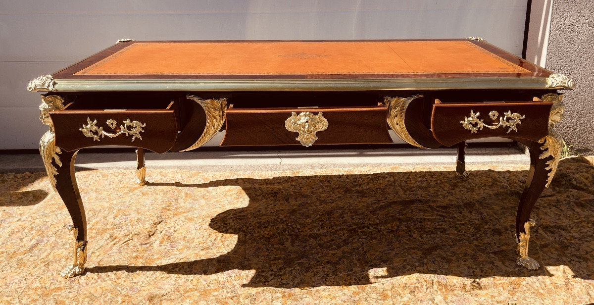Bureau Plat Aux Espagnolettes : Longueur 2,03 M , Epoque Fin XIXe -photo-1