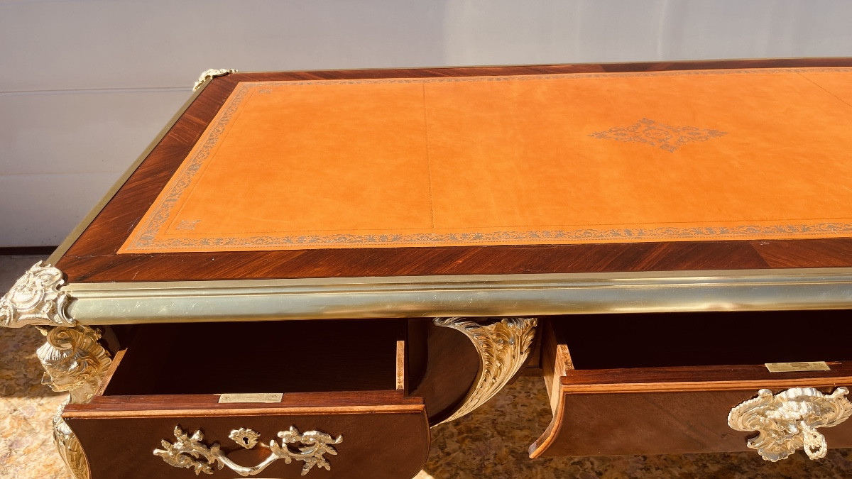 Bureau Plat Aux Espagnolettes : Longueur 2,03 M , Epoque Fin XIXe -photo-3
