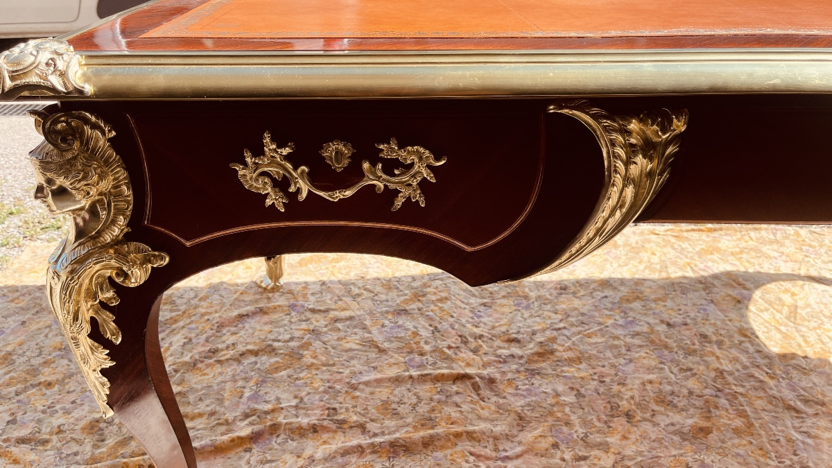 Bureau Plat Aux Espagnolettes : Longueur 2,03 M , Epoque Fin XIXe -photo-5