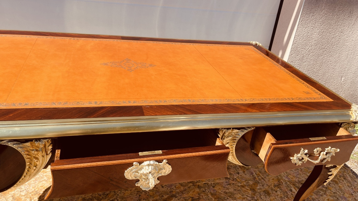 Bureau Plat Aux Espagnolettes : Longueur 2,03 M , Epoque Fin XIXe -photo-6