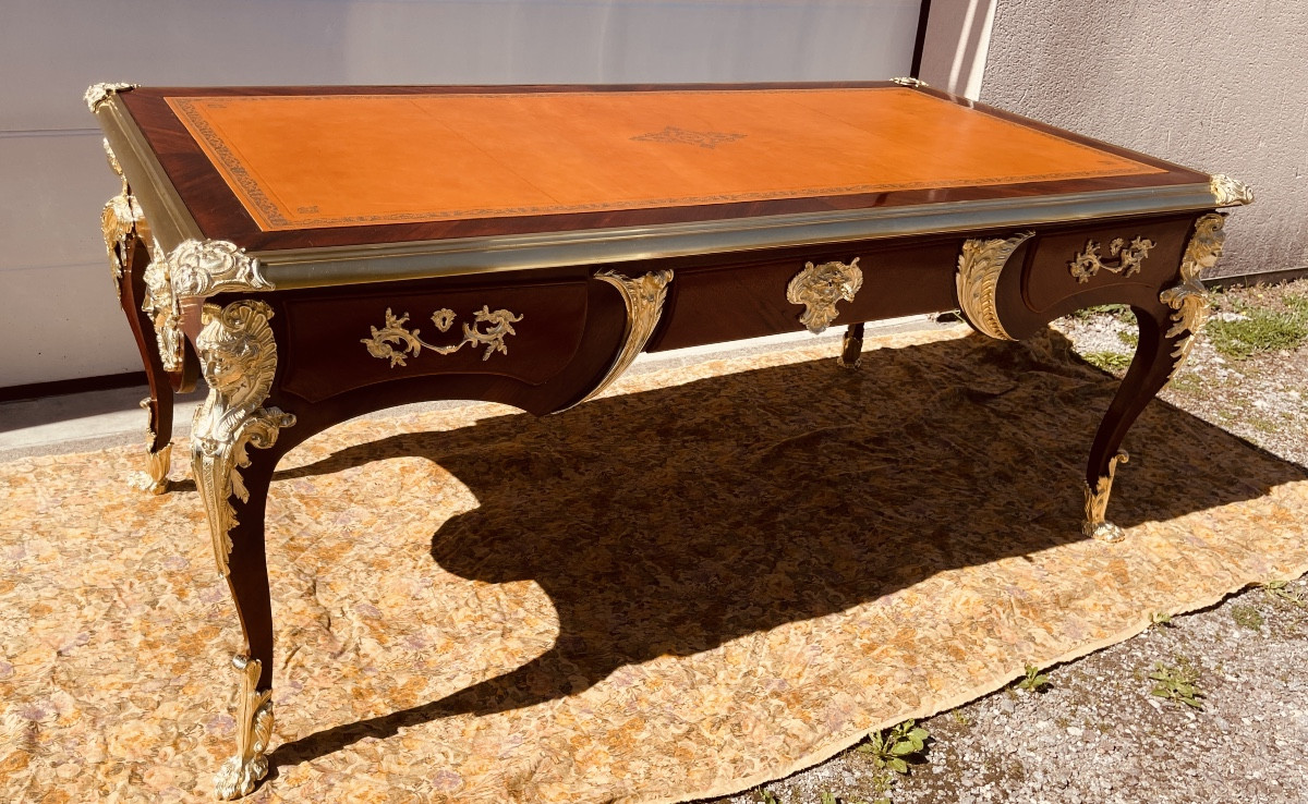 Bureau Plat Aux Espagnolettes : Longueur 2,03 M , Epoque Fin XIXe -photo-7