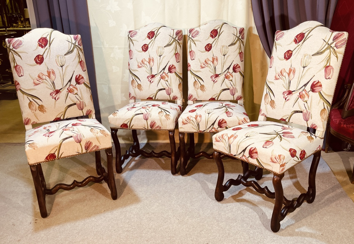 4 Chaises Louis XIII , d’Epoque XVIIe -photo-4