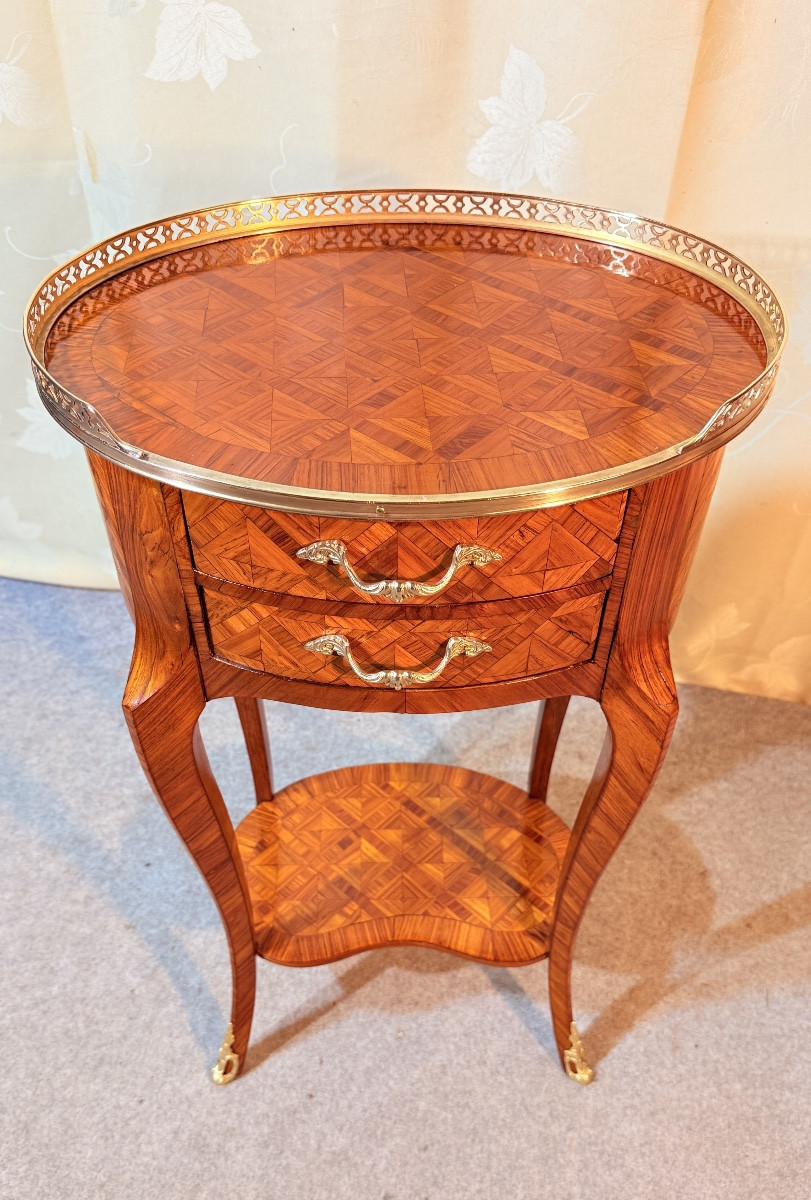 Chiffonnière Louis XV en Marqueterie , Époque XIXeme Siècle -photo-1
