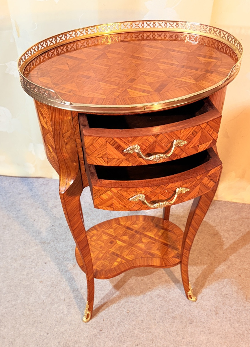 Chiffonnière Louis XV en Marqueterie , Époque XIXeme Siècle -photo-7