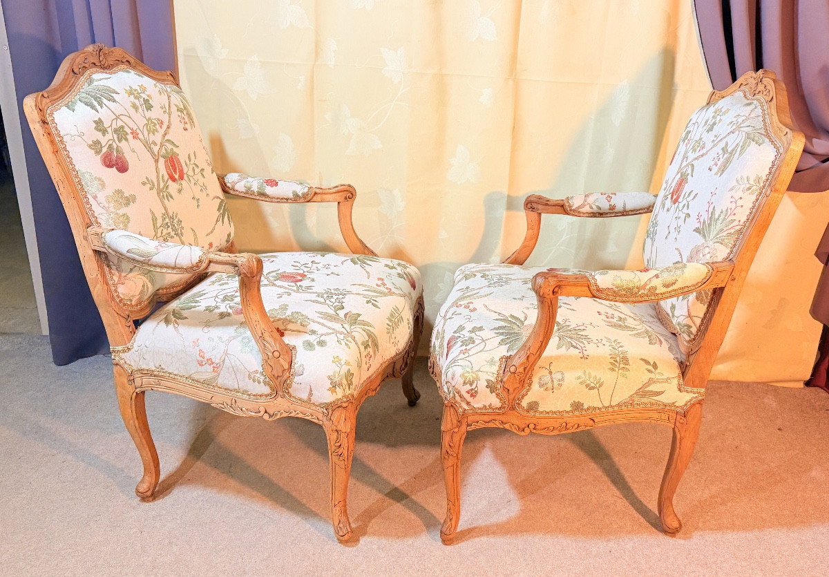 Pair Of Armchairs With Flat Backs, 19th Century -photo-1