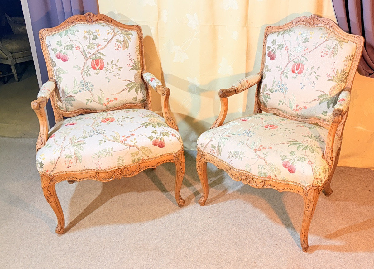 Pair Of Armchairs With Flat Backs, 19th Century -photo-6