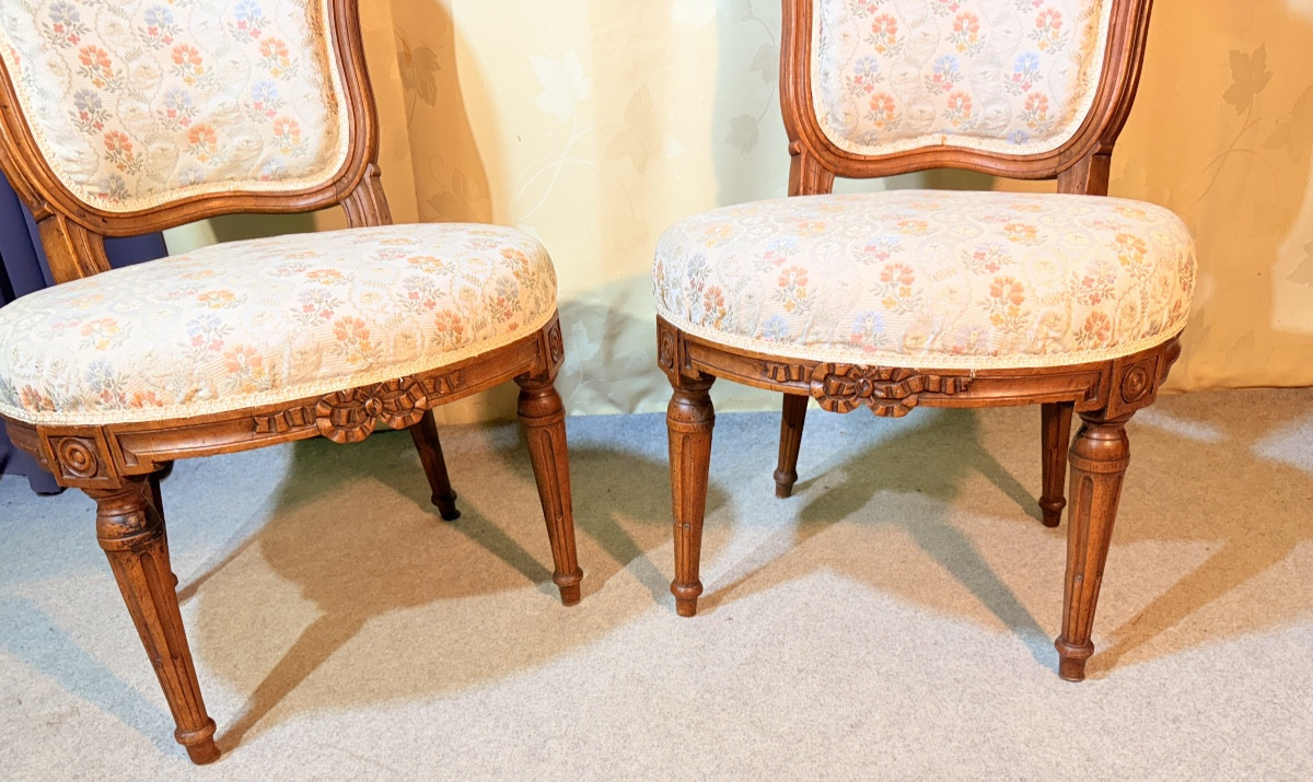 Pair Of Chairs Stamped I. Cheneaux, 18th Century Period -photo-3
