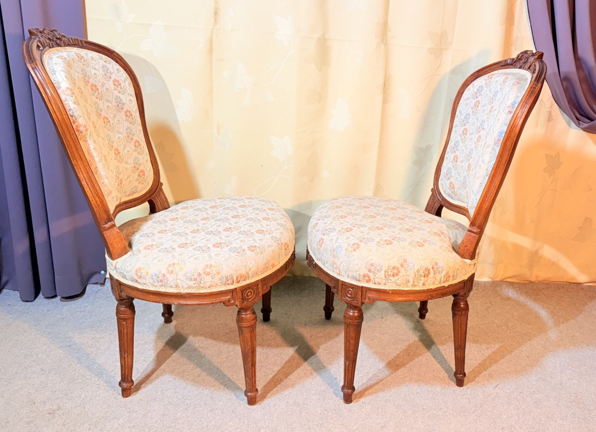 Pair Of Chairs Stamped I. Cheneaux, 18th Century Period -photo-2