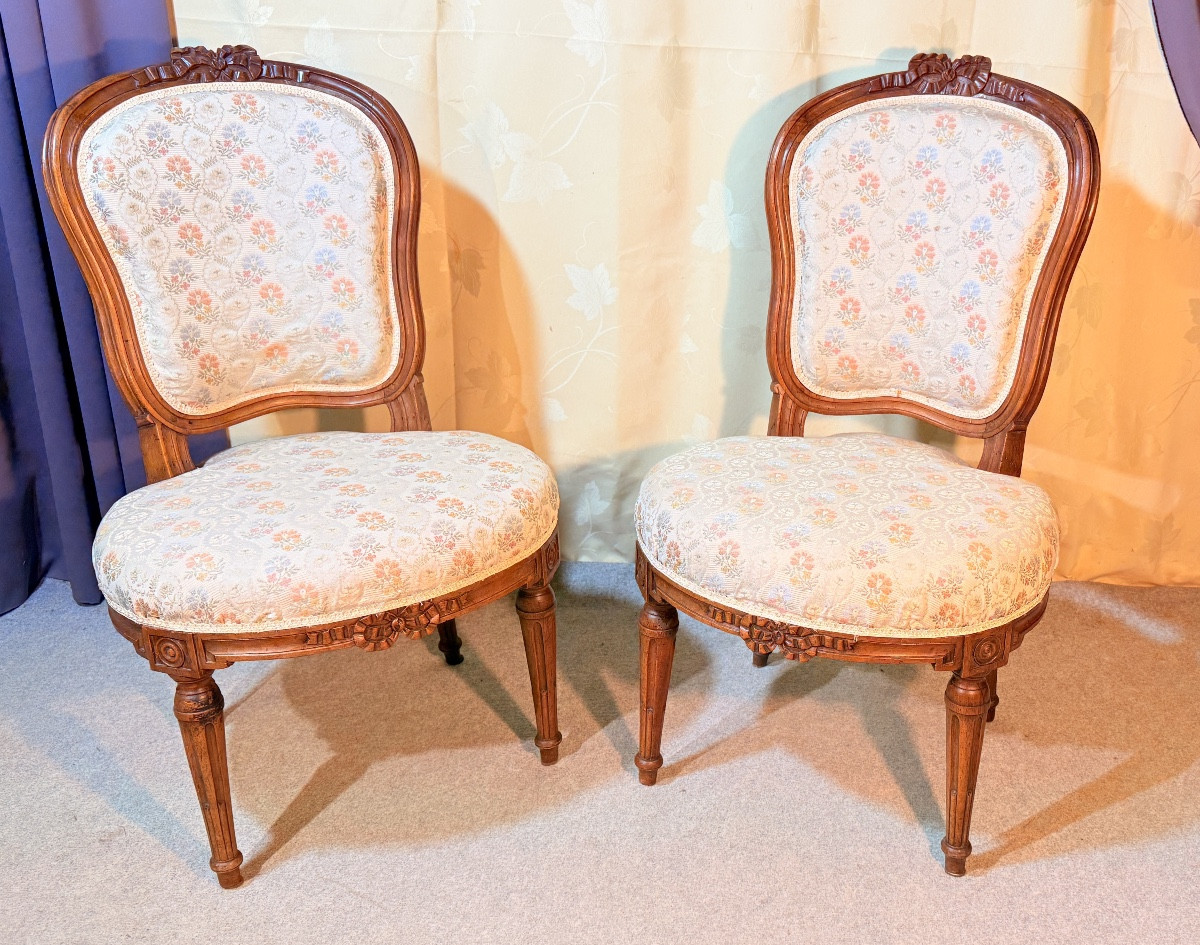 Pair Of Chairs Stamped I. Cheneaux, 18th Century Period 