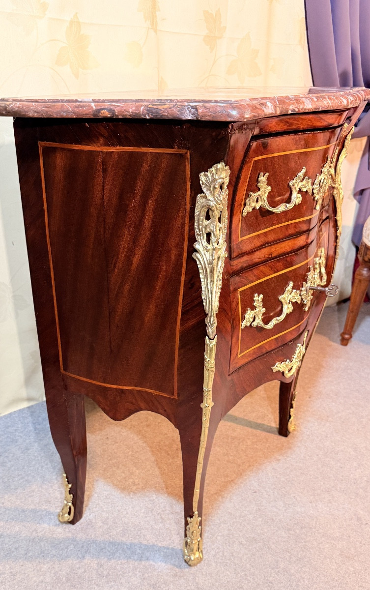 Commode Galbée  Louis XV , Époque XVIIIe Siècle -photo-2