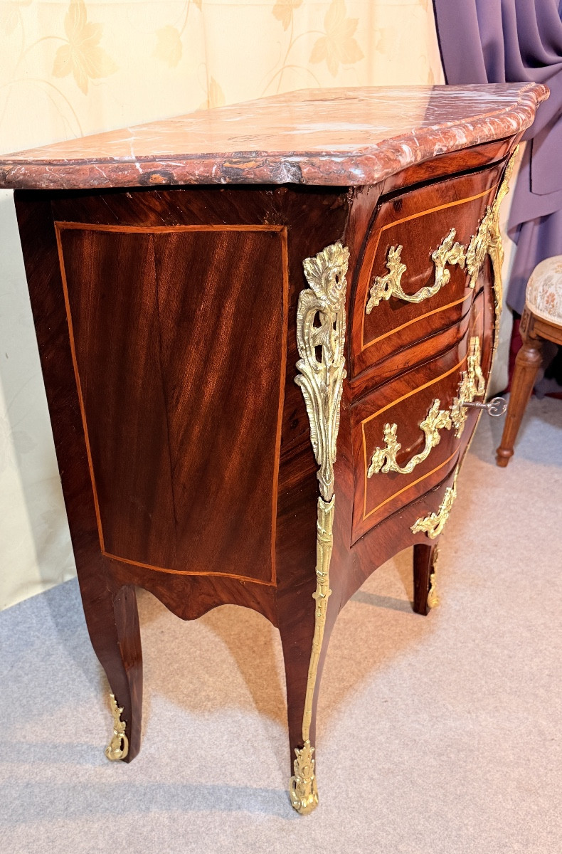 Commode Galbée  Louis XV , Époque XVIIIe Siècle -photo-3