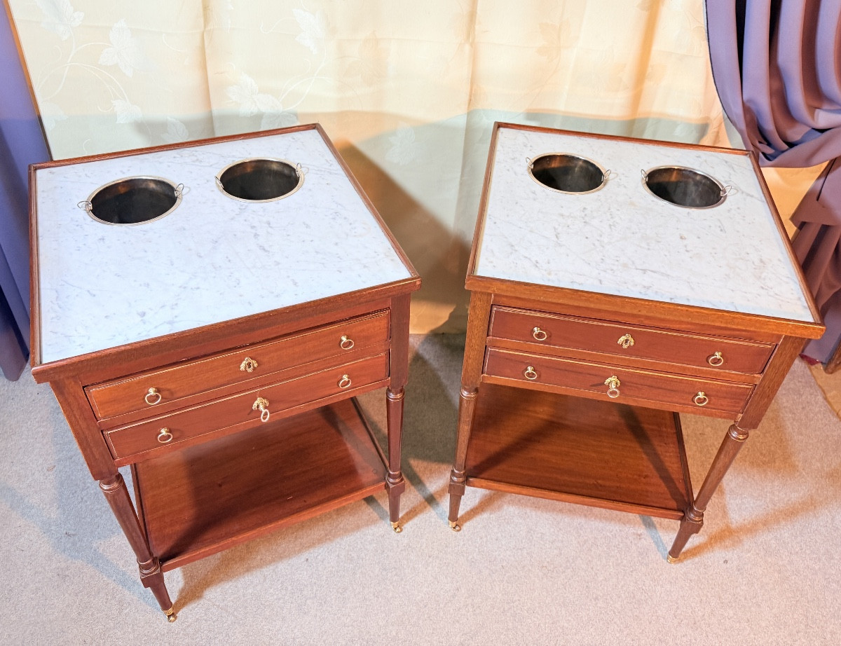 Paire de  Rafraîchissoirs Louis XVI en Acajou , époque Directoire  -photo-3